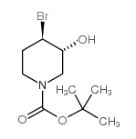 Trans-tert-butyl 4-bromo-3-hydroxypiperidine-1-carboxylate structure