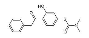 S-(3-hydroxy-4-(2-phenylacetyl)phenyl) dimethylcarbamothioate结构式