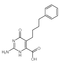 4-Pyrimidinecarboxylicacid, 2-amino-1,6-dihydro-6-oxo-5-(4-phenylbutyl)- Structure