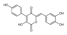 3-hydroxy-6-(3,4-dihydroxybenzylidene)-4-(4-hydroxyphenyl)-pyran-2,5-dione结构式