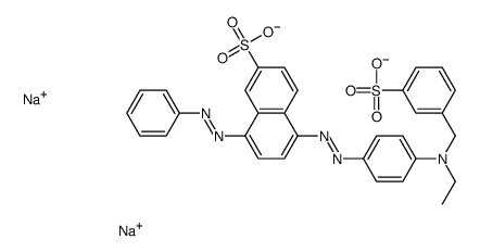 5-[[4-[乙基[(3-磺苯基)甲基]氨基]苯基]偶氮]-8-(苯基偶氮)-2-萘磺酸二钠盐结构式
