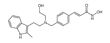 N-hydroxy-3-[4-[[(2-hydroxyethyl)[2-(1H-indol-3-yl)ethyl]-amino]methyl]phenyl]-2E-2-propenamide结构式