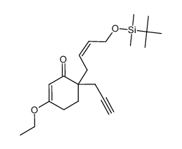 (Z)-6-(4-((tert-butyldimethylsilyl)oxy)but-2-en-1-yl)-3-ethoxy-6-(prop-2-yn-1-yl)cyclohex-2-en-1-one结构式