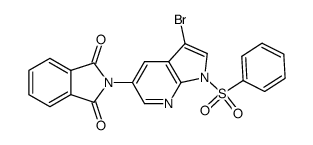 2-(3-bromo-1-(phenylsulfonyl)-1H-pyrrolo[2,3-b]pyridin-5-yl)isoindoline-1,3-dione Structure