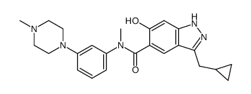 5-{N-[3-(4-methylpiperazin-1-yl)phenyl]-N-methylaminocarbonyl}-3-cyclopropylmethyl-6-hydroxy-1H-indazole结构式