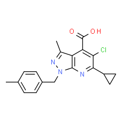 5-Chloro-6-cyclopropyl-3-methyl-1-(4-methylbenzyl)-1H-pyrazolo[3,4-b]pyridine-4-carboxylic acid结构式