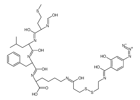 N-formyl-methionylleucyl-phenylalanyl-N(epsilon)-(2-(4-azidosalicylamido)ethyl-1,3'-dithiopropionyl)lysine Structure