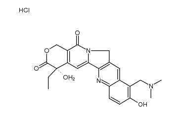 10-[(dimethylamino)methyl]-4-ethyl-4,9-dihydroxy-1H-pyrano[3',4':6,7]indolizino[1,2-b]quinoline-3,14(4H,12H)dione hydrochloride结构式