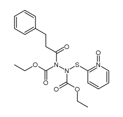 2-((1,2-bis(ethoxycarbonyl)-2-(3-phenylpropanoyl)hydrazinyl)thio)pyridine 1-oxide Structure