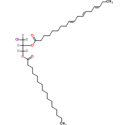 rac-1-棕榈酰基-2-亚油酰基-3-氯丙二醇-d5结构式