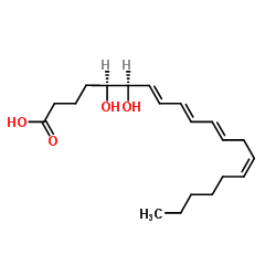 (5S,6R,7E,9E,11E,14Z)-5,6-Dihydroxy-7,9,11,14-icosatetraenoic aci d structure