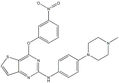 N-(4-(4-methylpiperazin-1-yl)phenyl)-4-(3-nitrophenoxy)thieno[3,2-d]pyrimidin-2-amine结构式