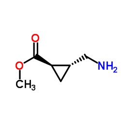 Cyclopropanecarboxylic acid, 2-(aminomethyl)-, methyl ester, trans- (9CI) structure