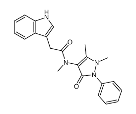 N-(1,5-dimethyl-3-oxo-2-phenyl-pyrazol-4-yl)-2-(1H-indol-3-yl)-N-methyl-acetamide结构式