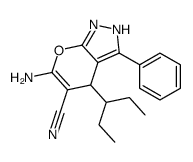 6-amino-4-pentan-3-yl-3-phenyl-2,4-dihydropyrano[2,3-c]pyrazole-5-carbonitrile Structure