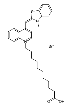 (E)-1-(10-carboxydecyl)-4-((3-methylbenzo[d]thiazol-2(3H)-ylidene)methyl)quinolin-1-ium bromide structure