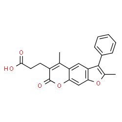 3-(2,5-dimethyl-7-oxo-3-phenyl-7H-furo[3,2-g]chromen-6-yl)propanoic acid structure