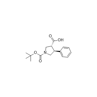 (3R,4S)-1-(叔丁氧基羰基)-4-苯基吡咯烷-3-羧酸结构式