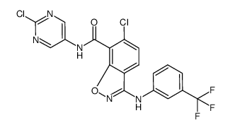 6-chloro-N-(2-chloro-5-pyrimidinyl)-3-((3-(trifluoromethyl)phenyl)amino)-1,2-benzisoxazole-7-carboxamide Structure