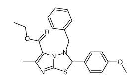 3-benzyl-2-(4-methoxy-phenyl)-6-methyl-2,3-dihydro-imidazo[2,1-b][1,3,4]thiadiazole-5-carboxylic acid ethyl ester Structure