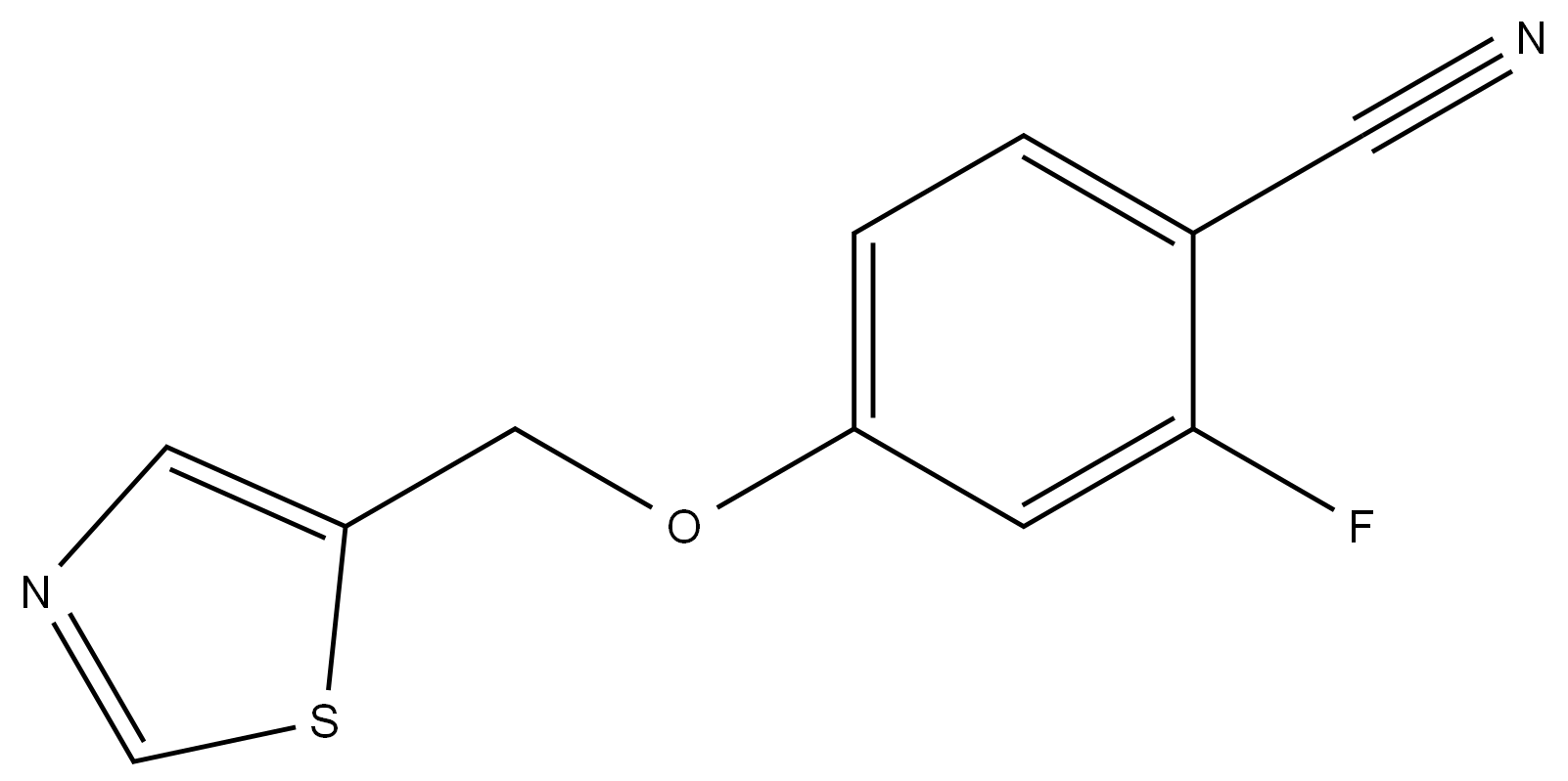 2-Fluoro-4-(thiazol-5-ylmethoxy)benzonitrile结构式