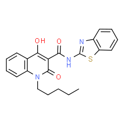 N-(1,3-benzothiazol-2-yl)-4-hydroxy-2-oxo-1-pentyl-1,2-dihydro-3-quinolinecarboxamide structure