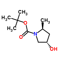 (2S, 4S)-4-羟基-2-甲基-吡咯烷-1-甲酸叔丁酯结构式