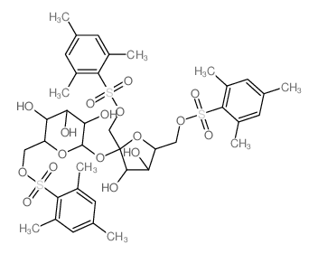 2-[3,4-dihydroxy-2,5-bis[(2,4,6-trimethylphenyl)sulfonyloxymethyl]oxolan-2-yl]oxy-6-[(2,4,6-trimethylphenyl)sulfonyloxymethyl]oxane-3,4,5-triol结构式