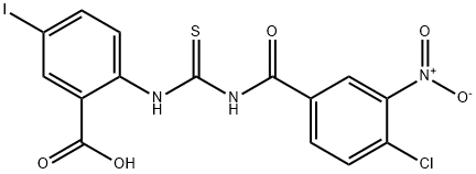 2-[[[(4-chloro-3-nitrobenzoyl)amino]thioxomethyl]amino]-5-iodo-benzoic acid结构式