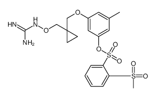 [3-[[1-[(diaminomethylideneamino)oxymethyl]cyclopropyl]methoxy]-5-methylphenyl] 2-methylsulfonylbenzenesulfonate Structure