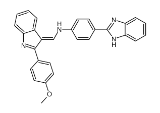 Benzenamine, 4-(1H-benzimidazol-2-yl)-N-((2-(4-methoxyphenyl)-1H-indol-3-yl)methylene)- structure