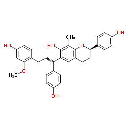 (2R)-6-[3-(4-Hydroxy-2-methoxyphenyl)-1-(4-hydroxyphenyl)propyl]-2-(4-hydroxyphenyl)-8-methyl-7-chromanol结构式