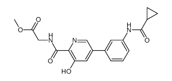 ({5-[3-(Cyclopropanecarbonyl-amino)-phenyl]-3-hydroxy-pyridine-2-carbonyl }-amino)-acetic acid methyl ester结构式