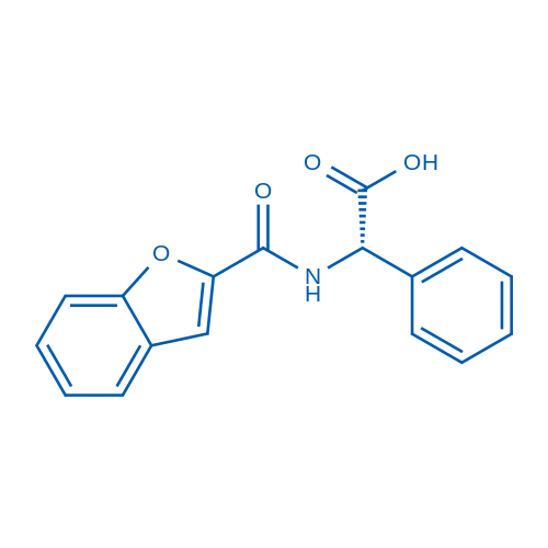 (S)-2-(苯并呋喃-2-甲酰胺基)-2-苯基乙酸结构式