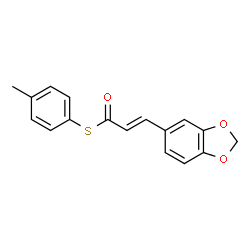 S-(4-METHYLPHENYL) 3-(1,3-BENZODIOXOL-5-YL)-2-PROPENETHIOATE结构式