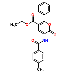 Ethyl 3-[(4-methylbenzoyl)amino]-2-oxo-6-phenyl-2H-pyran-5-carboxylate structure