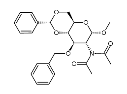 methyl N,N-diacetyl-2-amino-2-deoxy-4,6-O-benzylidene-3-O-benzyl-α-D-glucopyranoside Structure