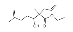 ethyl 2-allyl-2,6-dimethyl-3-hydroxy-6-heptenoate结构式