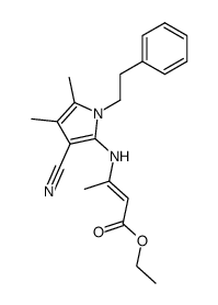 (E)-3-(3-Cyano-4,5-dimethyl-1-phenethyl-1H-pyrrol-2-ylamino)-but-2-enoic acid ethyl ester Structure