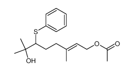 (E)-7-hydroxy-3,7-dimethyl-6-(phenylthio)oct-2-en-1-yl acetate结构式