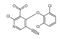 6-chloro-4-(2,6-dichlorophenoxy)-5-nitropyridine-3-carbonitrile结构式