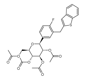 (1S)-1,5-Anhydro-1-C-[3-(benzo[b]thien-2-ylmethyl)-4-fluorophenyl]-D-glucitol 2,3,4,6-tetraacetate Structure