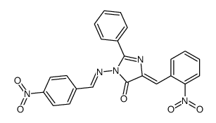 (5Z)-5-[(2-nitrophenyl)methylidene]-3-[(E)-(4-nitrophenyl)methylideneamino]-2-phenylimidazol-4-one结构式