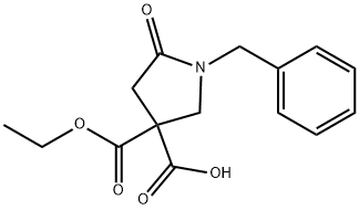 1-benzyl-3-(ethoxycarbonyl)-5-oxopyrrolidine-3-carboxylic acid结构式