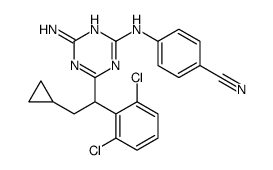 4-[[4-amino-6-[2-cyclopropyl-1-(2,6-dichlorophenyl)ethyl]-1,3,5-triazin-2-yl]amino]benzonitrile Structure