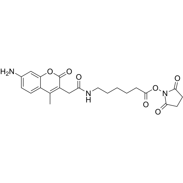 6-((7-AMINO-4-METHYLCOUMARIN-3-ACETYL)AMINO)HEXANOIC ACID, SUCCINIMIDYL ESTER structure