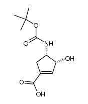 (3R,4S)-4-tert-butoxycarbonylamino-3-hydroxycyclopent-1-enecarboxylic acid结构式