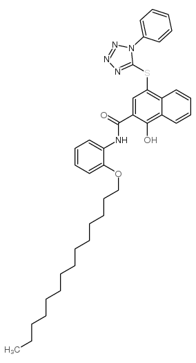 1-hydroxy-4-(1-phenyl-1H-tetrazol-5-ylthio)-2'-tetradecyloxy-2-naphthanilide structure