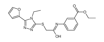 Benzoic acid, 3-[[[[4-ethyl-5-(2-furanyl)-4H-1,2,4-triazol-3-yl]thio]acetyl]amino]-, ethyl ester (9CI) Structure