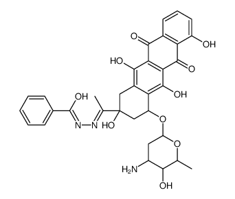 N-[(E)-1-[4-(4-amino-5-hydroxy-6-methyloxan-2-yl)oxy-2,5,7,12-tetrahydroxy-6,11-dioxo-3,4-dihydro-1H-tetracen-2-yl]ethylideneamino]benzamide Structure